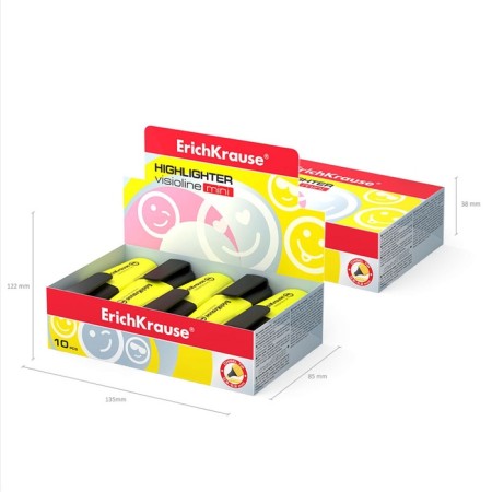 Erichkrause Visioline Mini, 0.6-5.2 mm, water-based fluorescent ink, yellow, yellow-3