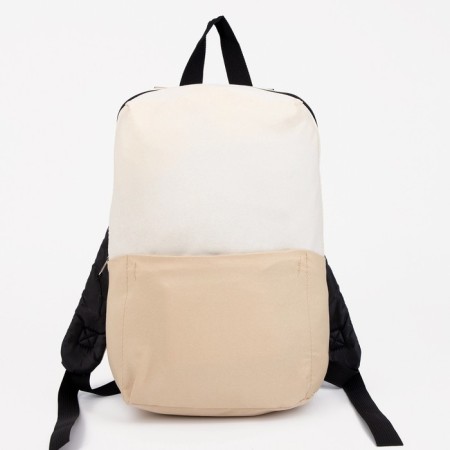 School backpack, lightning department, external pocket, beige color-1