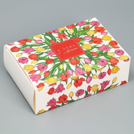 Gift folding box, packaging, “Happy Women's Day!”, 16 x 23 x 7.5 cm-1