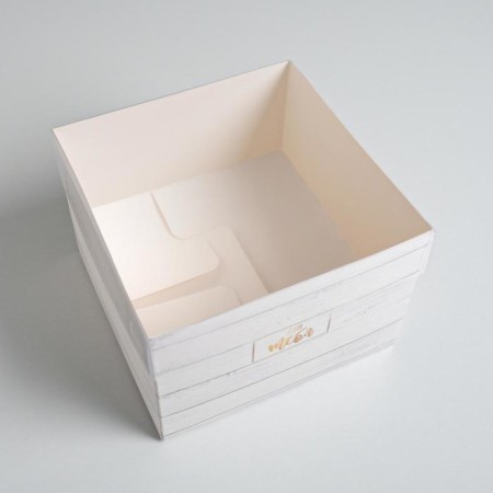 Gift box for flowers with PVC lid, packaging, "for you", 17 x 12 x 17 cm-2