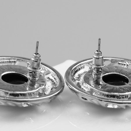 Earrings Assorted "Circle" Sphere, Black Color in silver-2
