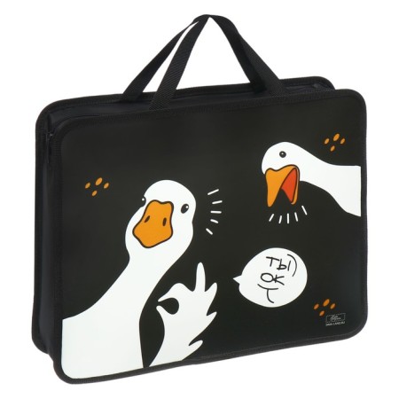 Folder with A4 handles, 330 x 260 x 75 mm, plastic, pens, calligrata "geese"-1