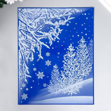 A set of decorative stickers "Winter Forest" 30x38 cm, set 2pcs-1
