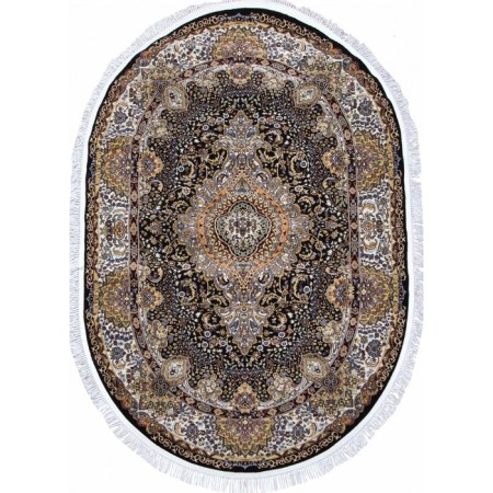 Oval Merinos shahreza carpet, size 200x285 cm, Navy color-1