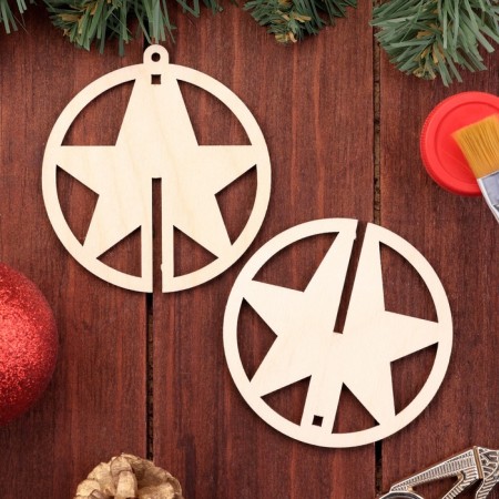 Wooden toy on the Christmas tree "Star", ball, diameter 8 cm-1