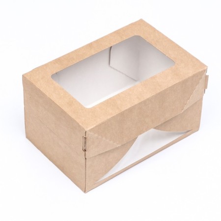 Folding box, with a window, craft, 15 x 10 x 8.5 cm-1