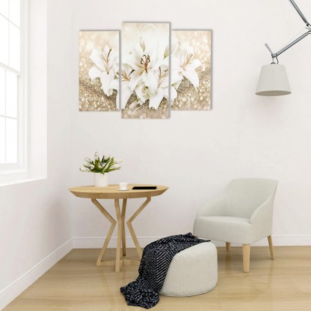 Modular picture "White Lilies" (2-25x50, 30x60cm) 60x80 cm-3