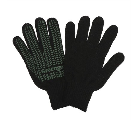 Gloves, hb, knitting grade 7, 6 threads, size 10, with PVC dots, black, Greengo-1