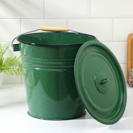 Bucket, 12 l, with a lid, green color-3