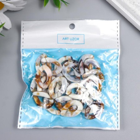 Decor for creativity plastic "Ring for the chain" marble brown set 25 pcs 2.3x1.65 cm-3