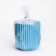 A candle in a candlelight made of gypsum with narrow faces, 7x8cm, blue