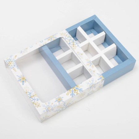 Box for 9 sweets with “New Year” cells 14.5 x 14.5 x 3.5 cm, New Year-3