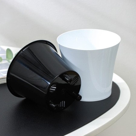 Kashpo for flowers with an insert "Arte", 600 ml, white-black color-3