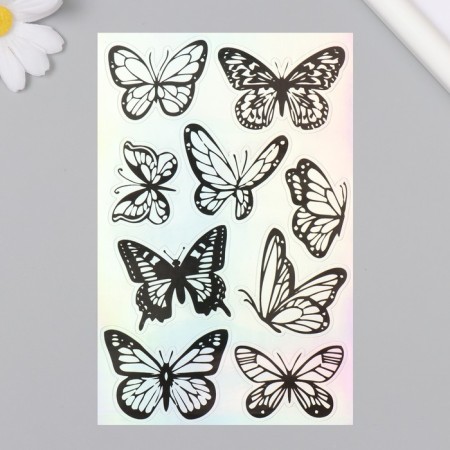 Holographic stickers (stickers) "Butterflies" 10x15 cm, 5-215
