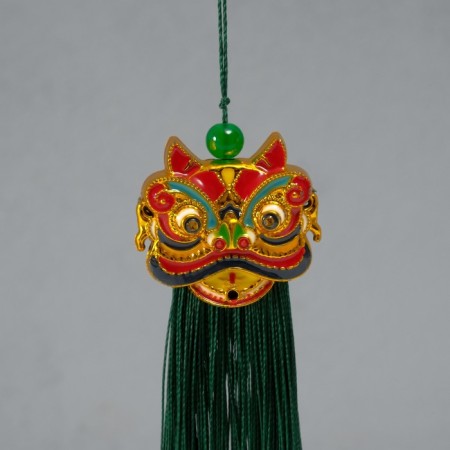 Textile suspension, plastic "Chinese lion" Green 2x4x14 cm-2