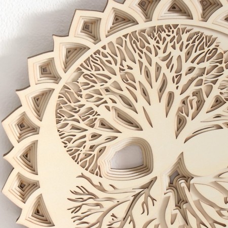 Panel Interior tree "Mandala and Tree of Life" Cream-white 30x5.5x30 cm-2