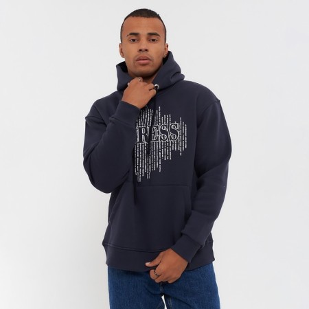 Male sweatshirt is laid down, the color is dark blue, size 52 (xxl)-1