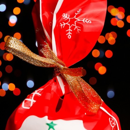 Polyethylene gift package with ears "Christmas tree", 13 x 22 cm-1