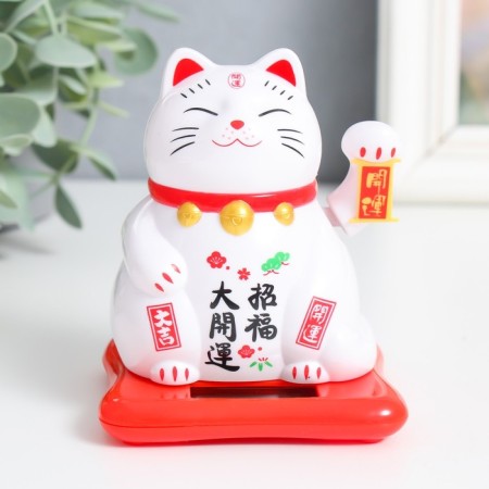 Plastic pendulum from the solar battery "cat manki-naeko sleeping" white 9.5x10x9.5 cm
