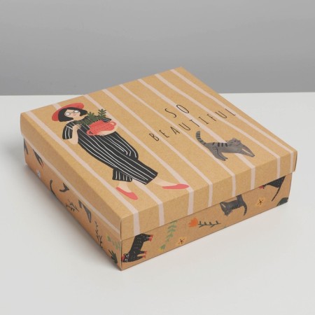 Gift folding box, packaging, “cats”, 26 x 26 x 8 cm-1