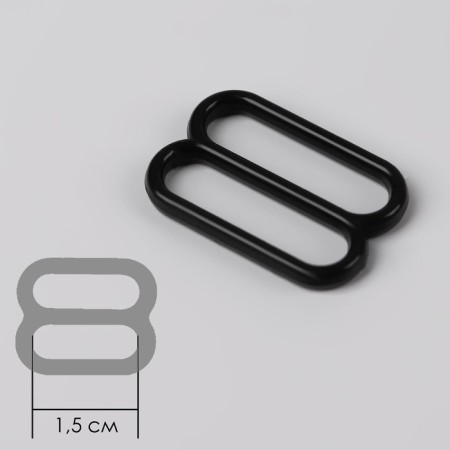Strap regulator, plastic, 15 mm, 100 pcs, black color-1