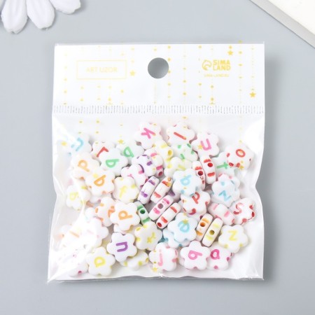 Beads for creativity plastic "English letters on the flower" set 20 grams mix 1.2x1.2 cm-3