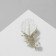 Brooch "Pen" with bead, white color in gold