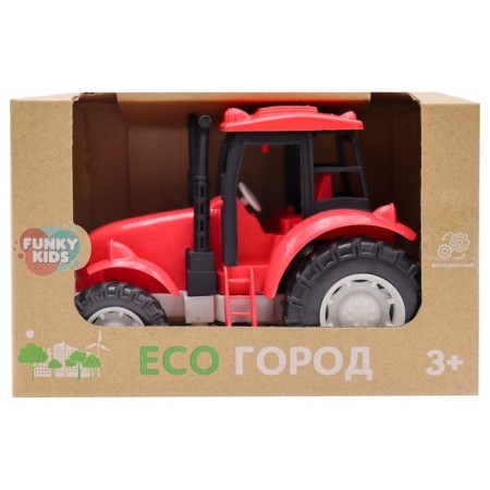 Eco-machine Funky Toys "Tractor", with a friction mechanism, red color, 16 cm-1