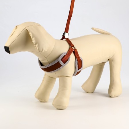Soft holl set, leash 120 x 1.5 cm with a swivel, m, ok 32-72 cm, og 32-72 cm, brown-1