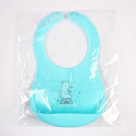 Blory for feeding "Bear" plastic with pocket, turquoise color-1