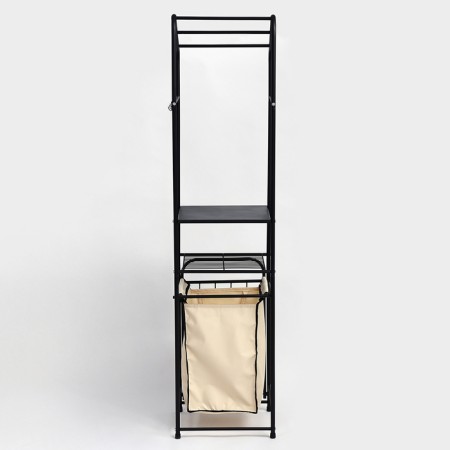 Rabberry with a basket for linen and crossbars, 2 tier, black color, 38x35x160 cm-4