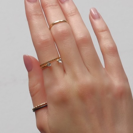 Ring set 5 pieces "perfect fingers" sophistication, white color in black and golden metal-3