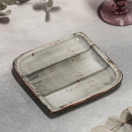 Porcelain Square "Suprim", 14.5 × 14.5 cm, gray color