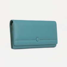 Women's wallet on the button, turquoise color