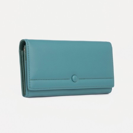 Women's wallet on the button, turquoise color
