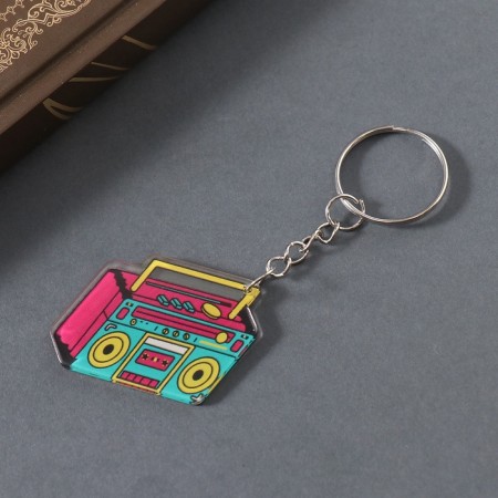 Acryl keychain bilateral "tape recorder" 4.1x3x0.2 cm-1