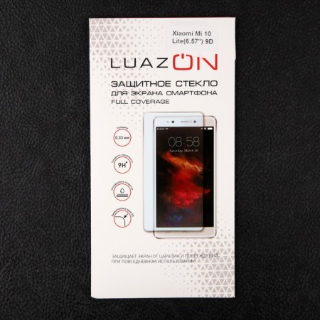 Protective glass 9D Luazon for Xiaomi Mi 10 Lite (6.57 "), full glue, 0.33 mm, 9h-3