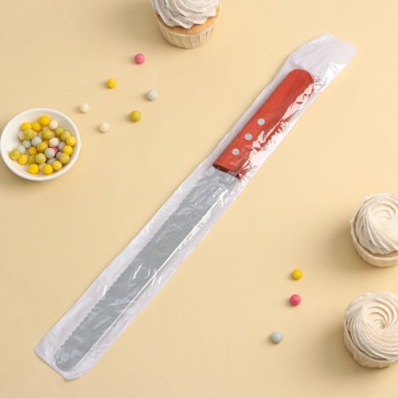 Biscuit knife bilateral konfinetta, with large teeth and even edge, blade 25 cm, blade thickness 0.9 mm-5