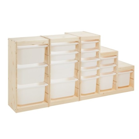 Trofast-2 rack, with containers, vertical, pine array-7