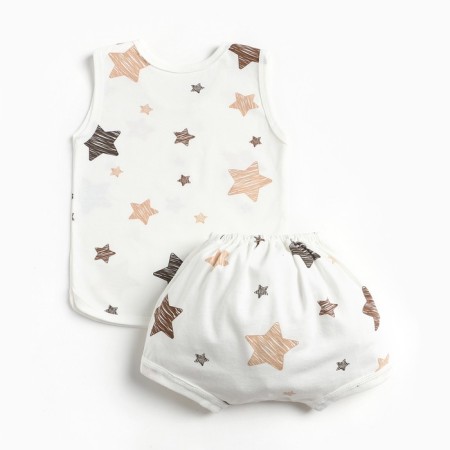 Kit for children (T -shirt, panties per diaper), milk/star, height 74 cm-3