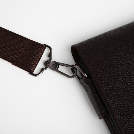 Men's bag over the shoulder, Textura, external pocket, brown color-5