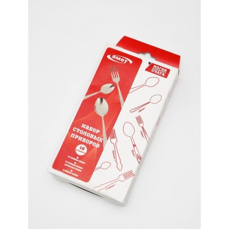 Set of cutlery "Slav", 18 items, thickness 1.2 mm, cardboard box, silver color-4