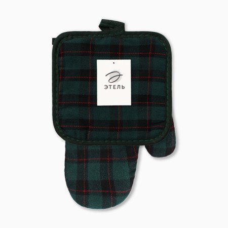 New Year. Kitchen set 2 Ave. Ethel Cell centered, gently. 17*17cm, mittens-sigv. 26*16cm, 100%p/e-4