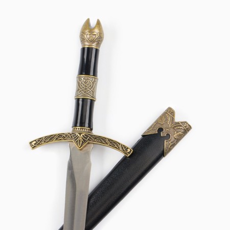 Dagger, black hilt with bronze, metal, plastic, 35 cm-3