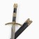 Dagger, black hilt with bronze, metal, plastic, 35 cm