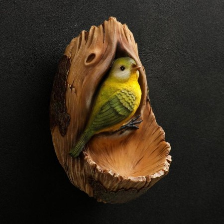 Suspended winter feeder "Bird in hollow" from polystone, 24cm, good souvenirs, decor