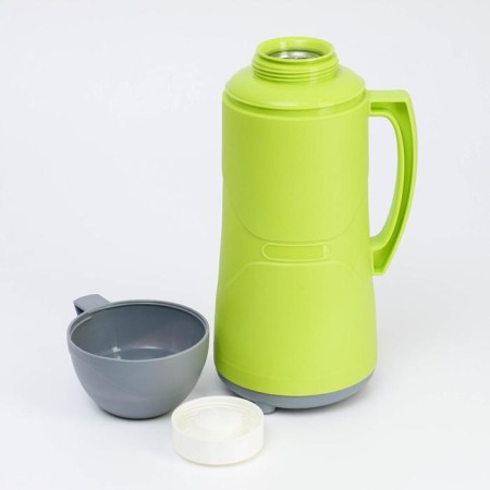 Thermos 1 l, with a glass flask, retains heat 8 hours, 30 x 16 cm, green-1