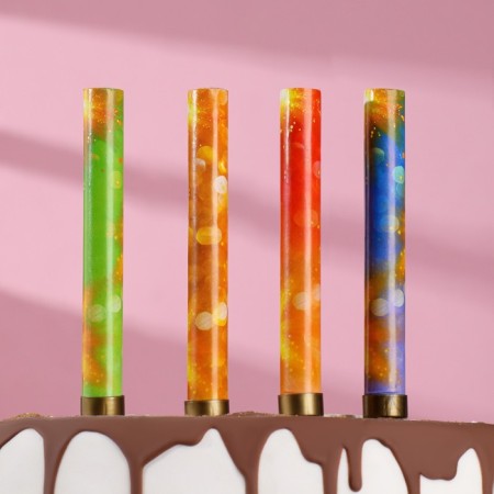 Candles Fountains for the Neon cake, 12.5 cm, 40 seconds, color flame, 4 pcs-5