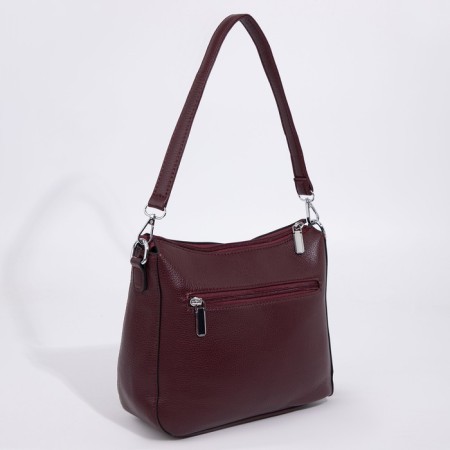 Cross-Bodi bag with zipper, burgundy color-1
