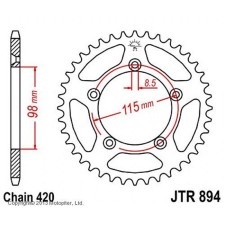The rear star, driven JTR894 steel, chain 420, 48 teeth